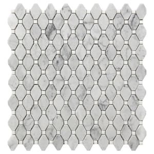 Rockart Small Marble Rhombus Polished 12 in. x 12 in. Natural Stone Mosaic Tile (11.3021 sq. ft./Case)
