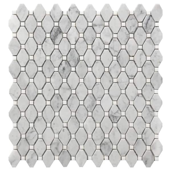 Roca Rockart Small Marble Rhombus Polished 12 in. x 12 in. Natural Stone Mosaic Tile (11.3021 sq. ft./Case)