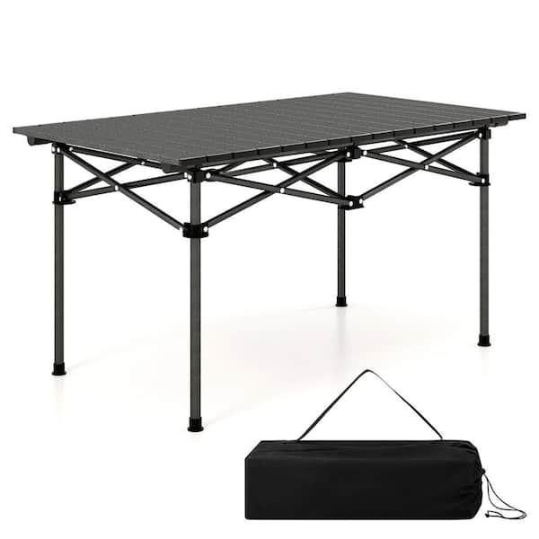 WELLFOR 38 in. Aluminum Folding Lightweight Camping Table with Carrying Bag