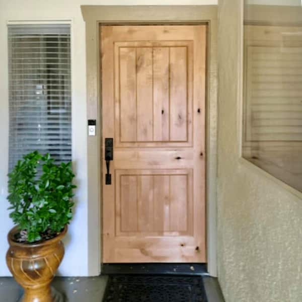 32in.x80in. Knotty Alder Sq.Top VG Right-Hand Unfinished Wood Assembly Required Front Door Kit w/QuickAssembleJamb