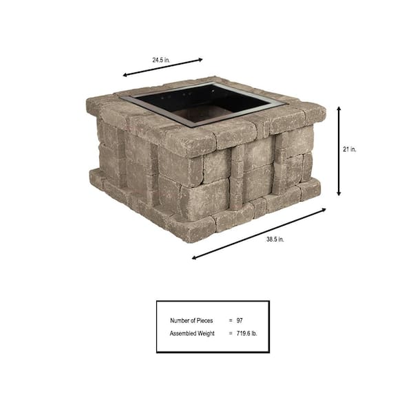 Square Concrete Fire Pit Kit, Fire Pit Insert Kit