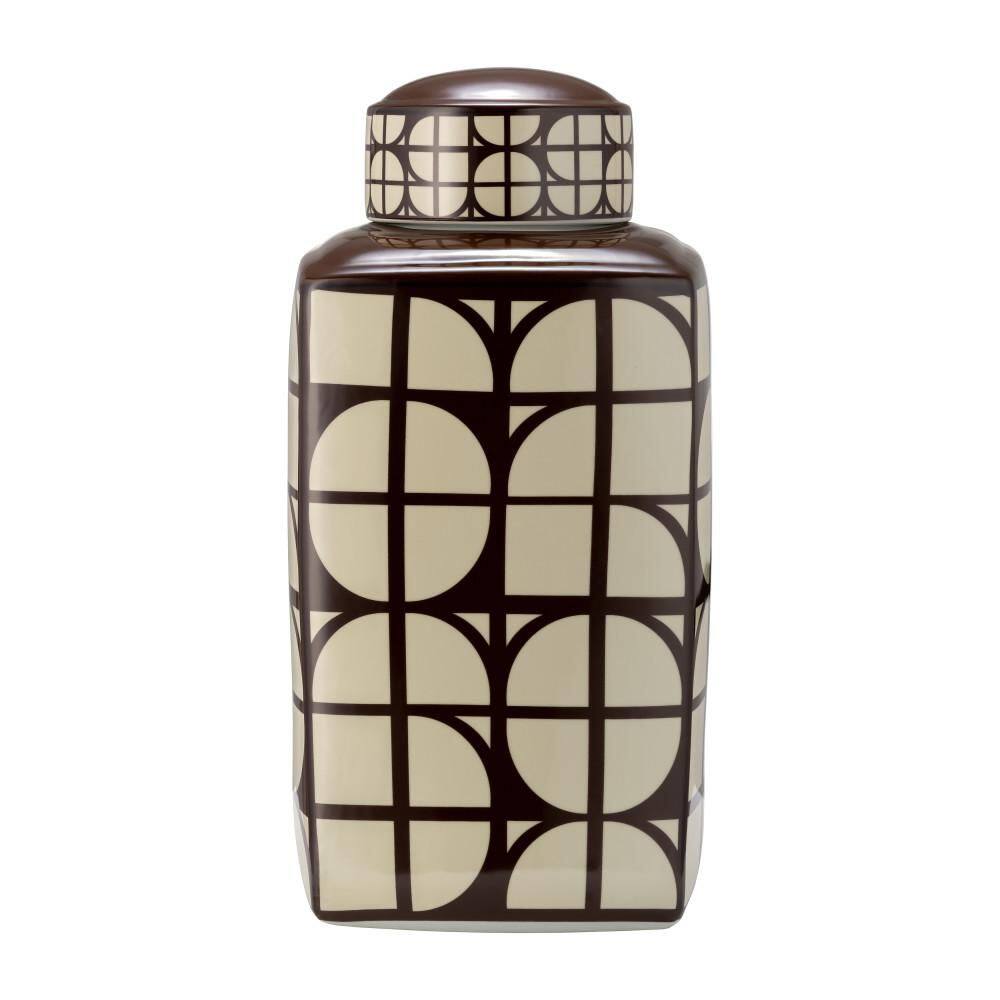 18 in. Brown Stoneware Square Decorative Jar with Lid price history on PriceWatchPro