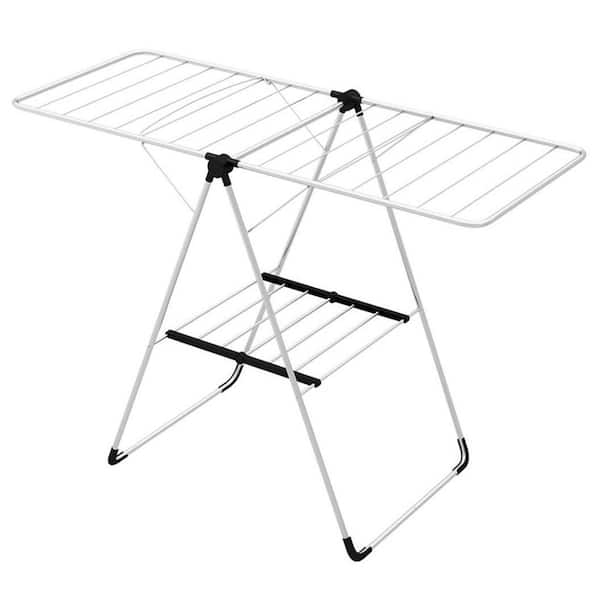 White 56 in. W x 24 in. D x 52 in. H Metal Height Adjustable Free Standing Drying Rack