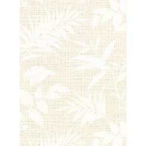 Chandler White Botanical Faux Grasscloth White Wallpaper Sample