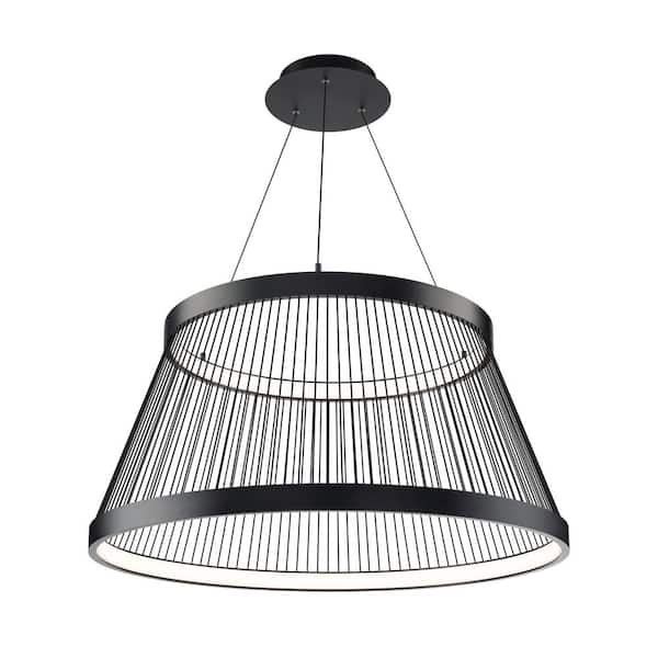Grohle 32 in. 1-Light Black Integrated LED Pendant Light Selectable 4CCT 2700K-3000K-3500K-4000K