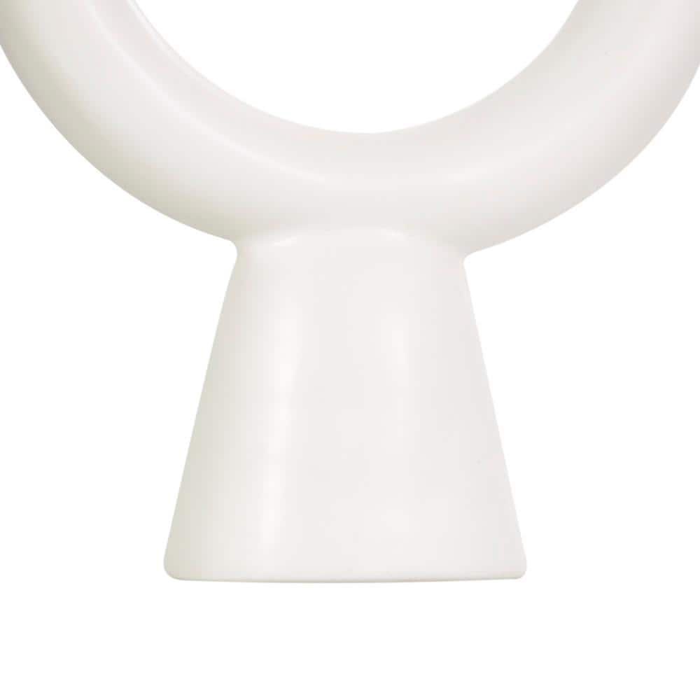 Black and White Ceramic Geometric Ring Tabletop Candlesticks, Set of 2