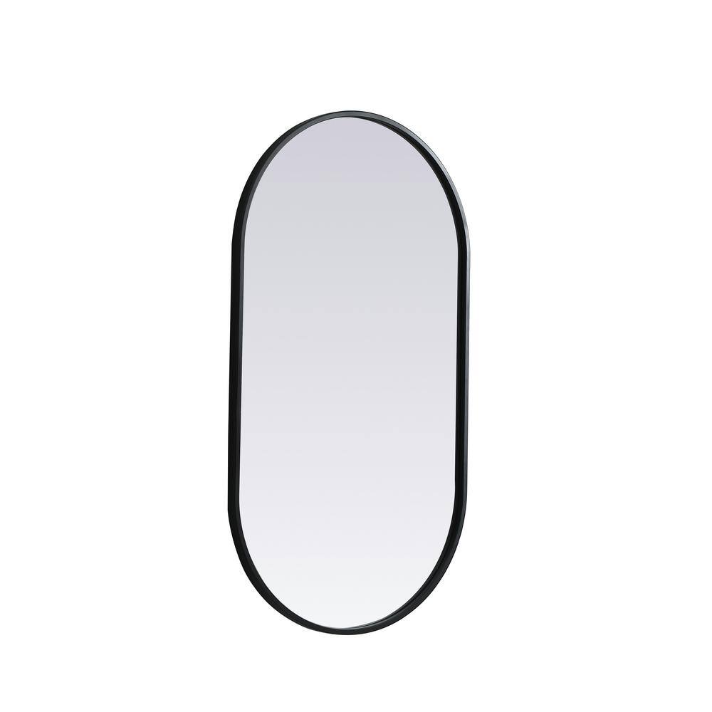 Black Oval Metal Frame Wall Mirror with MDF Backing