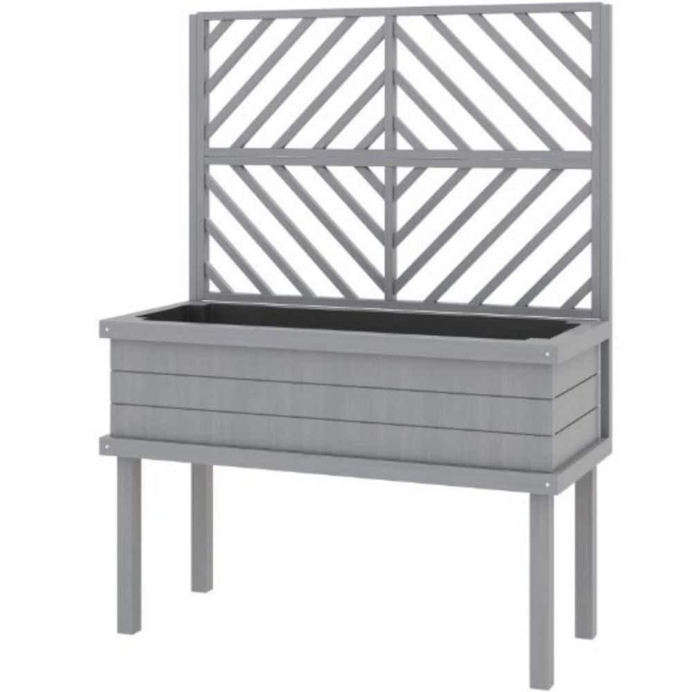 Raised Garden Bed, Gray Elevated Wood Planter with Trellis and Drainage Holes (41.3 in. L x 17.8 in. W x 55 in. H) price history on PriceWatchPro