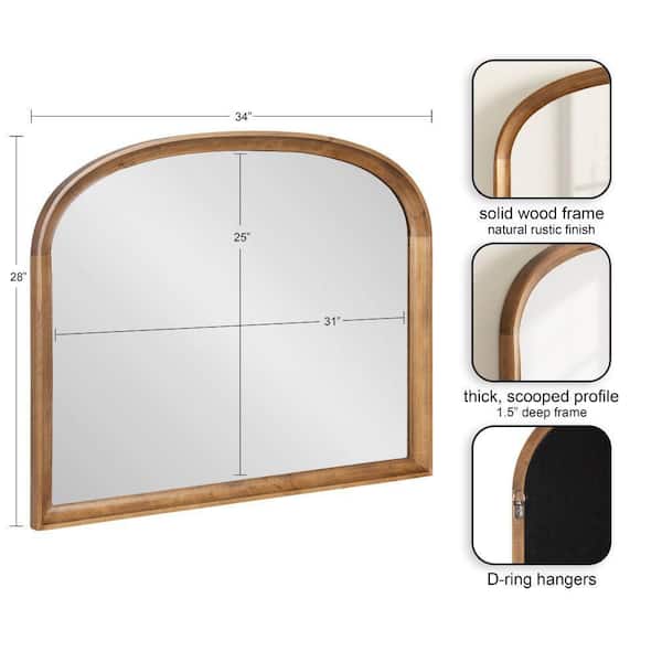 Hatherleigh Rustic Brown 34 in. W x 28 in. H Modern Arch Wood Wall Mirror