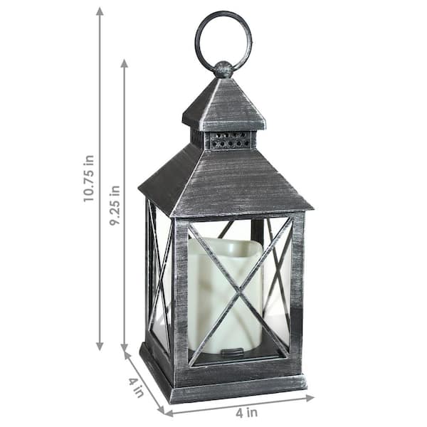 Christmas 23.4 in Black Plastic LED Pillar Candle Lantern Battery Operated,  Single Pack, by Holiday Time 