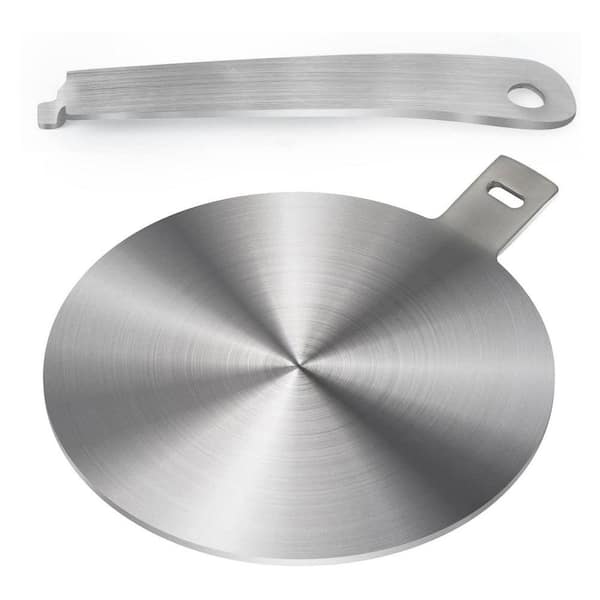 Induction Plate Adapter with Detachable Handle Stainless Steel Aluminum Heat Diffuser for Glass Cooktop Stove Set