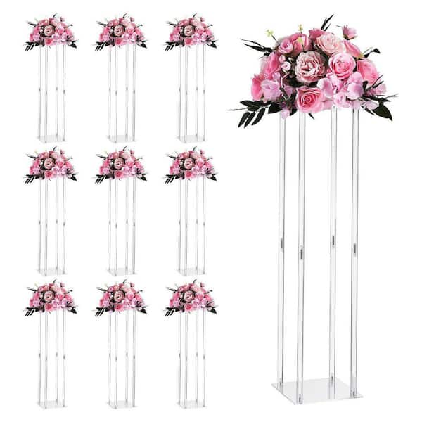 Wedding Flower Stand 10-Pieces 31.5 in. Column Stand, Centerpiece Stands, Stands with Acrylic Laminate Clear 2025-Update