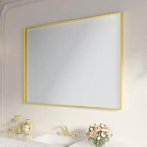 48 in. W x 36 in. H Rectangular Aluminum Framed Wall Bathroom Vanity Mirror in Brushed Gold