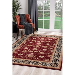 Josephine Red Black 3 ft. x 15 ft. Abstract Synthetic Runner Area Rug