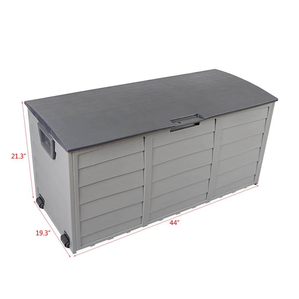 75 Gallon Gray Plastic Lockable Deck Box with Wheels