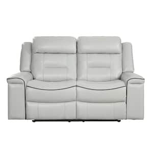 Cairn 65.5 in. W Light Gray Faux Leather Double Lay Flat Manual Reclining Loveseat