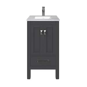 London 20 in. W x 18 in. D Espresso Single Sink Bathroom Vanity with White Carrara Quartz Top and Undermount Sink