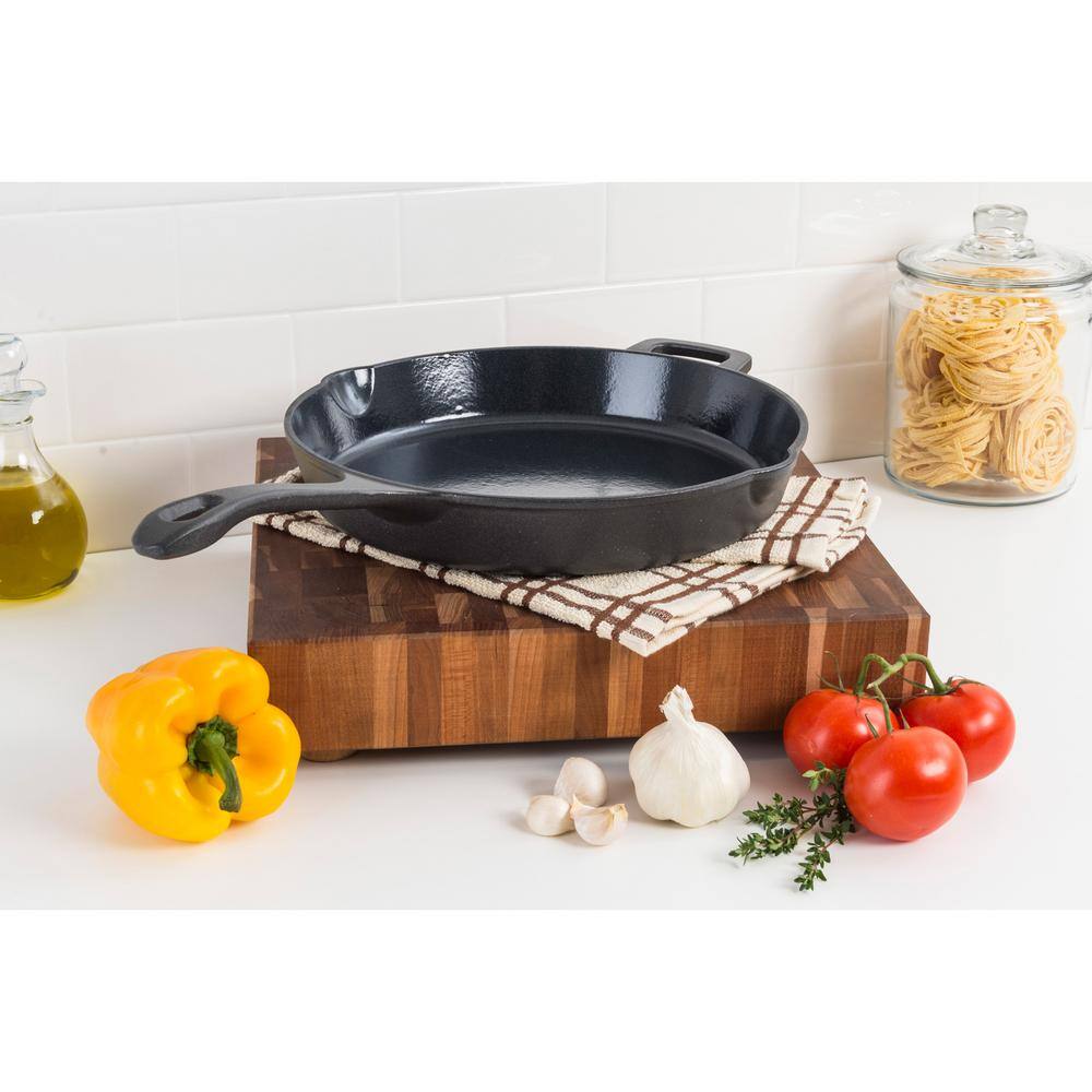 Black Enameled Cast Iron Multi-Use Chef's Pan