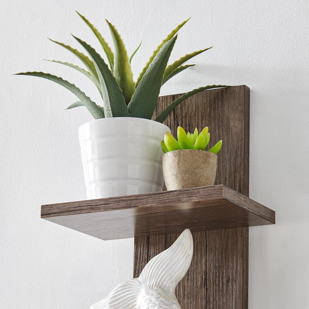 Hickory 4-Tier Floating Wall Shelf Unit