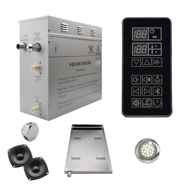 Steam Planet Superior SteamPoint Plus 6kW Steam Bath Generator, Self-Draining, Bluetooth Digital Keypad, Drip Pan, White Light