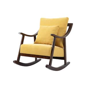 Comfy Upholstered Glider Arm Chair with Solid Wood for Living Room Bedroom Balcony - Yellow*2