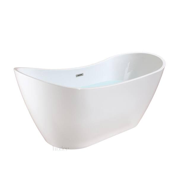LUXIER 70 in. Luxury Acrylic Flatbottom Soaking Bathtub Spa in White with Chrome Trim