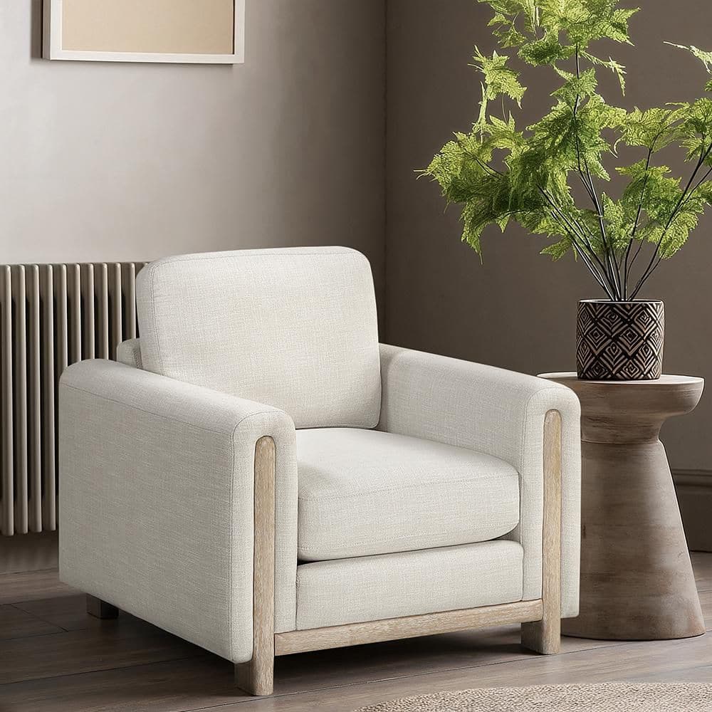 Lazzara Broadway Textured Upholstery Beige Arm Chair 9756BE-1