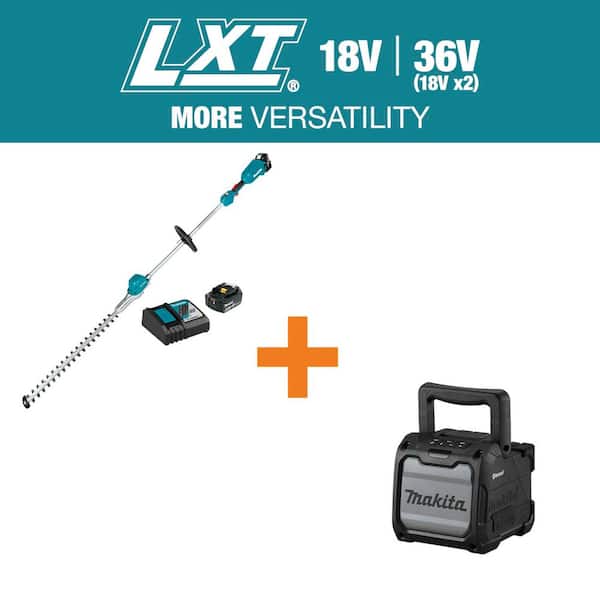 LXT 18V Brushless 24 in. Pole Hedge Trimmer Kit (5.0 Ah) with bonus 18V LXT /12V max CXT Bluetooth Job Site Speaker