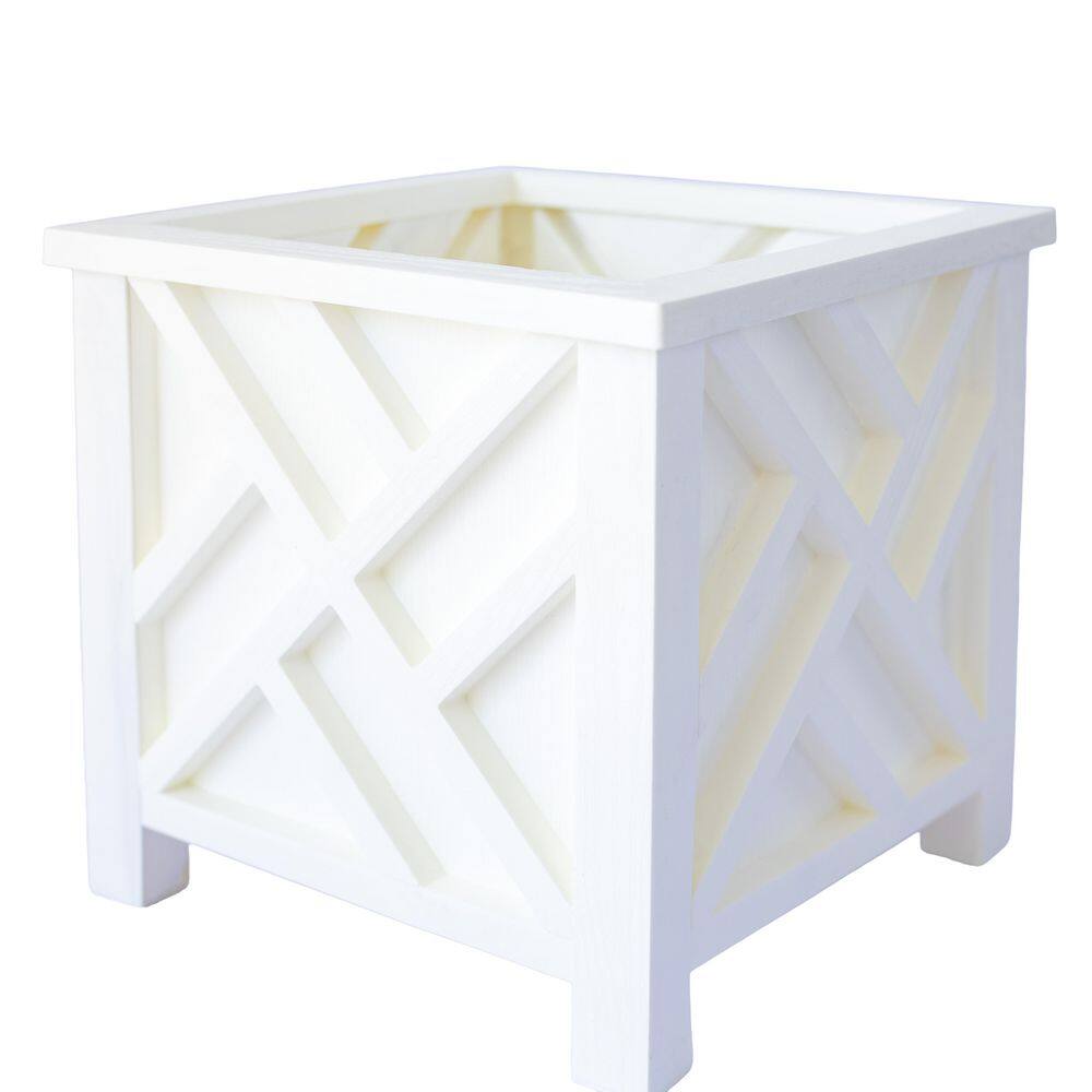 Hettie Large White Square Plastic Chippendale Lattice Planter with Drainage Holes (14.75 in. L x 14.75 in. W x 14 in. H) price history on PriceWatchPro