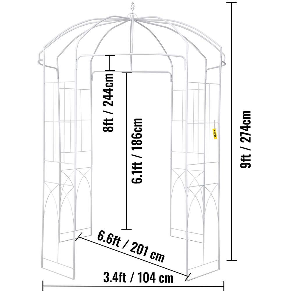 White Heavy Duty Wrought Iron Birdcage Garden Arbor
