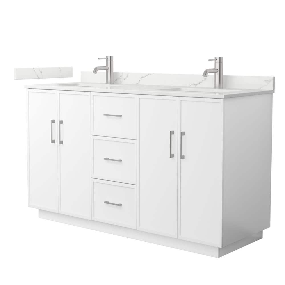 Elan TK 60 in. Double Freestanding White Bath Vanity with Giotto Quartz Top Unassembled price history on PriceWatchPro