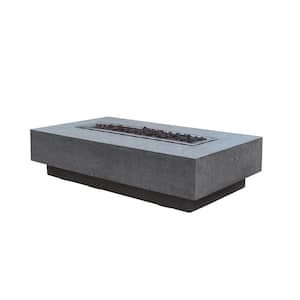 Hampton 56 in. x 32 in. x 14 in. Rectangle Concrete Propane Fire Pit Table in Light Gray