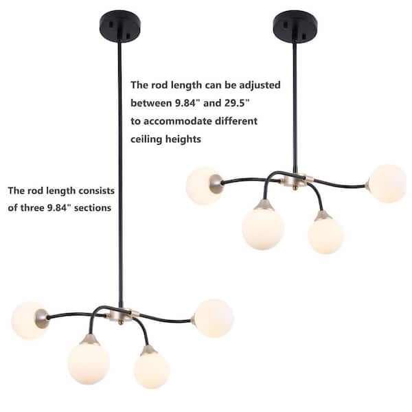 OUKANING 23.6 in. Modern Simple 4-Light Black Creative Design 