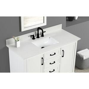 43 in. W x 22 in D Quartz White Rectangular Single Sink Vanity Top in Carrara Marble