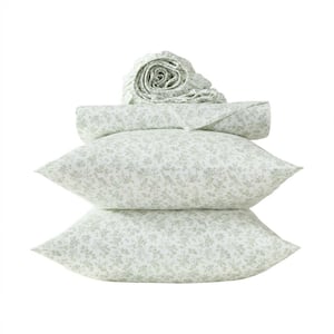 Laura Ashley Lilian 4-Piece Pastel Red Floral 300-Thread Count