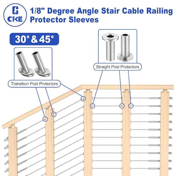 Afoxsos 100-Pack T316 Stainless Steel Protector Sleeve Cable Railing System For 1/8 Wire Rope With Drill Bit