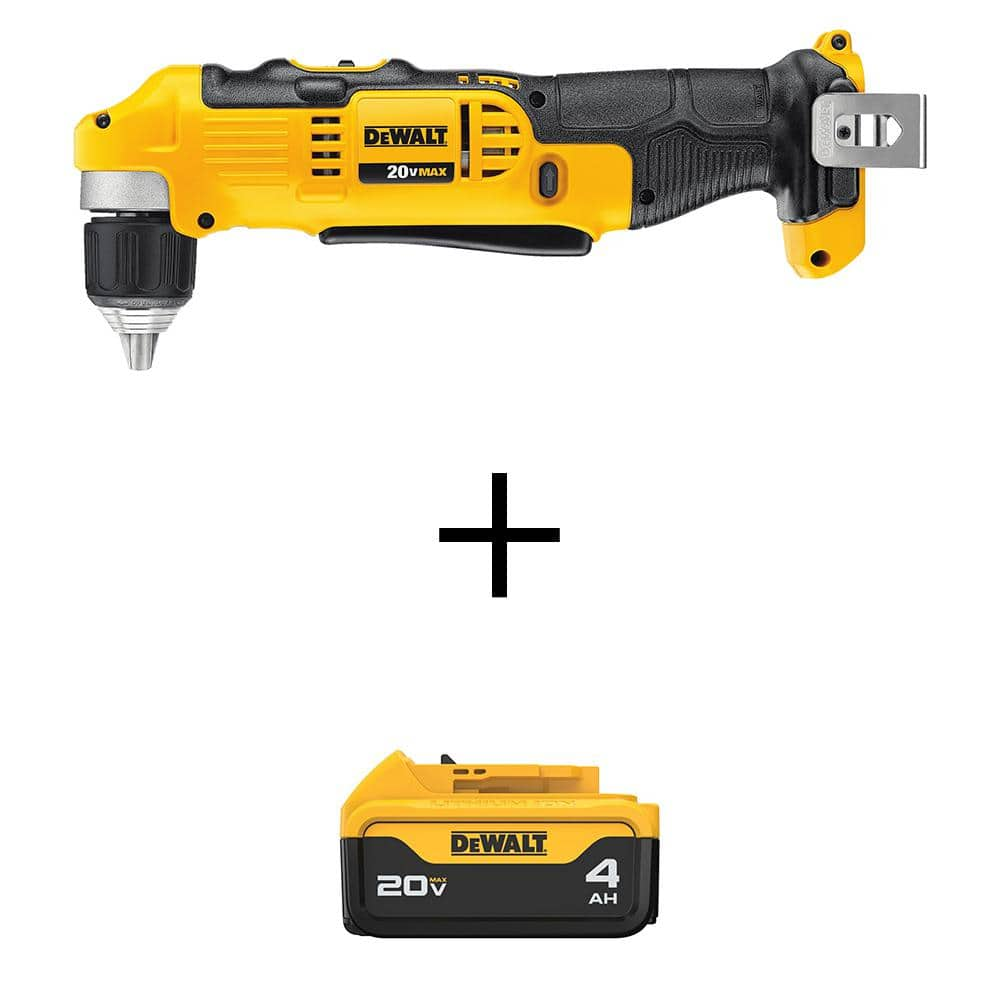 20V MAX Cordless 3/8 in. Right Angle Drill/Driver and (1) 20V MAX Premium Lithium-Ion 4.0Ah Battery -  DEWALT, DCD740BW204