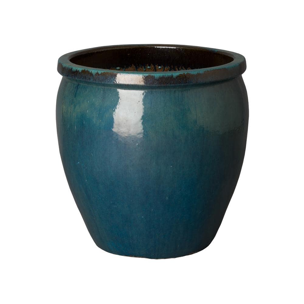 19 in. D x 19 in. H Teal Ceramic Round Planter with Drainage Hole price history on PriceWatchPro