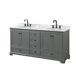 Deborah 72 in. W x 22 in. D x 35 in. H Double Bath Vanity in Dark Gray with White Carrara Marble Top