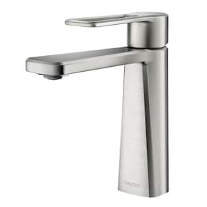 Single Handle Single Hole Deck Mounted Bathroom Faucet in Brushed Nickel