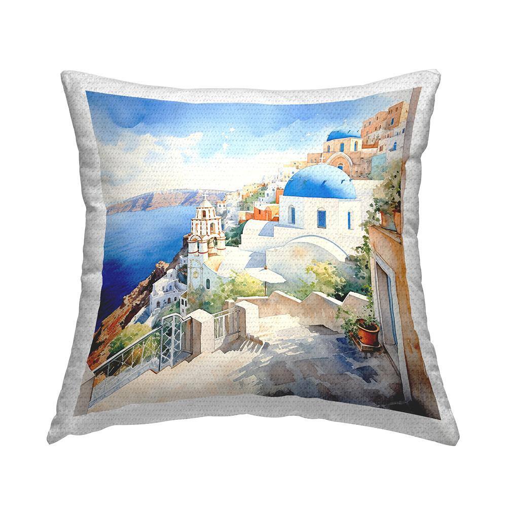 Santorini Ocean View Blue Square Outdoor Throw Pillow price history on PriceWatchPro