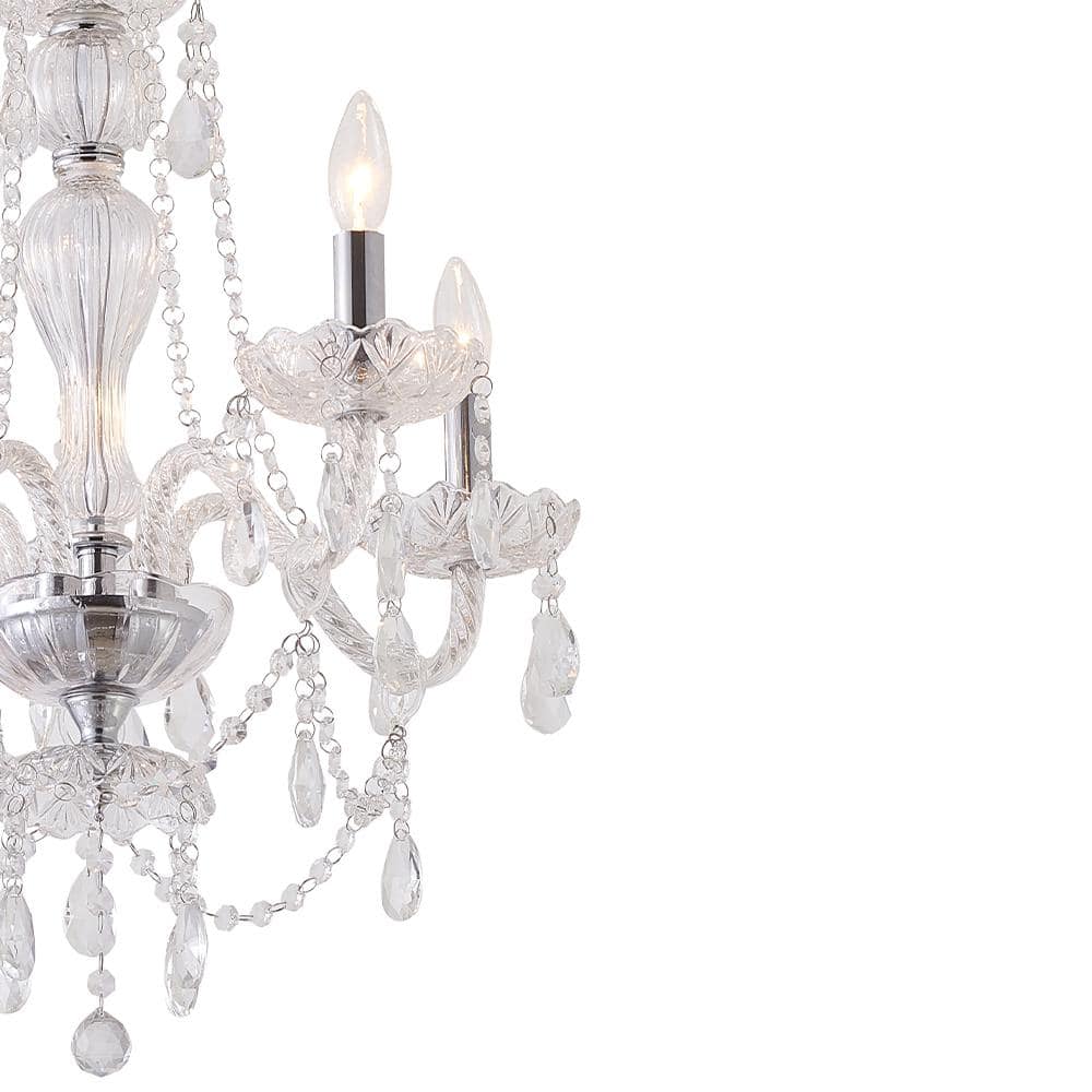 Chrome and Crystal 5-Light Candle Chandelier with Adjustable Chain