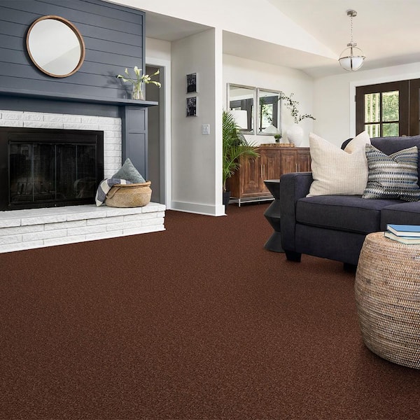 Alpine - Warmth - Brown 15 ft. 17.3 oz. Polyester Texture Carpet - Installation Required