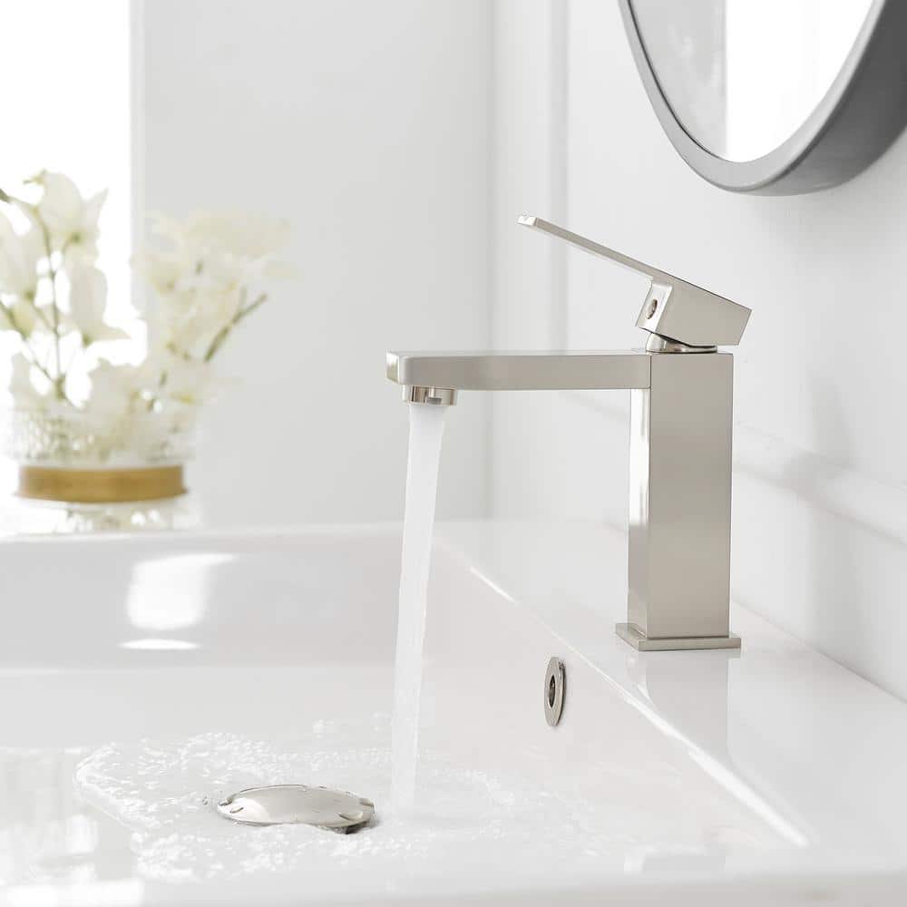 Brushed Nickel Single Handle Modern Bathroom Faucet
