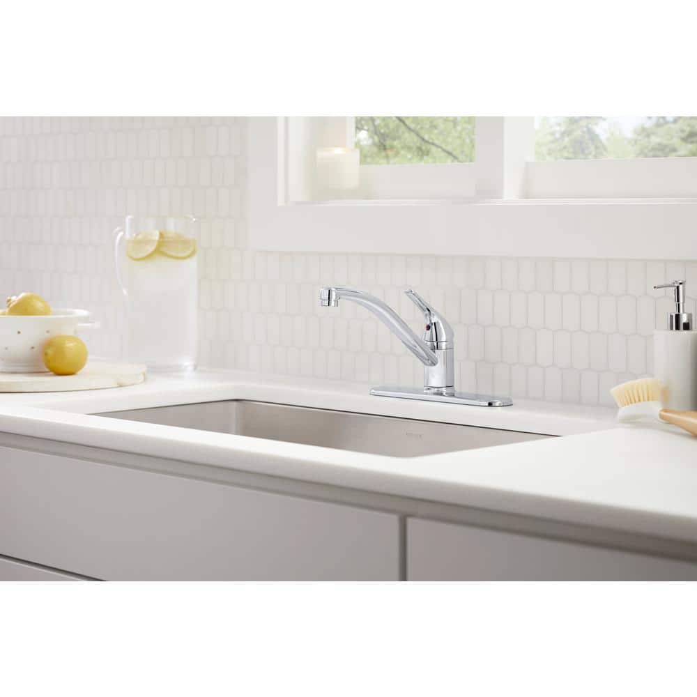 Polished Chrome Single Handle Kitchen Faucet with Lever