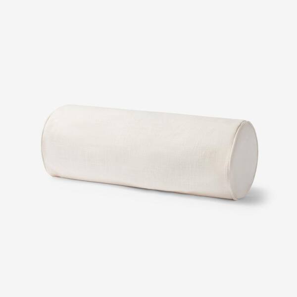 The Company Store Concord Cotton Twill Ivory Solid 8 in. x 20 in. Bolster Throw Pillow Cover