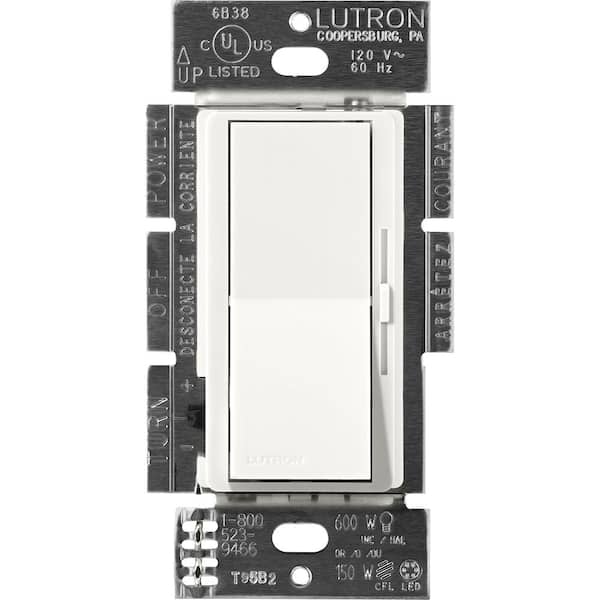 Lutron Diva Dimmer Switch for Magnetic Low Voltage, 600-Watt/Single-Pole or 3-Way, Glacier White (DVSCLV-603P-GL)