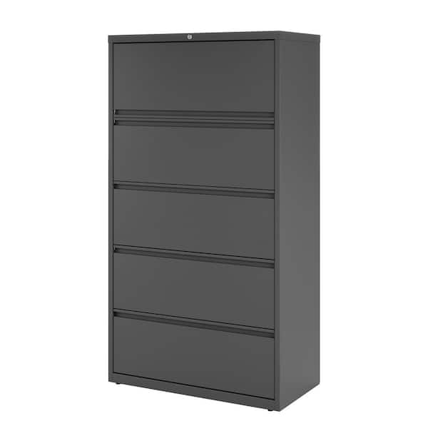 Hirsh 36 in. W 5-Drawer Charcoal Metal Lateral File Cabinet for