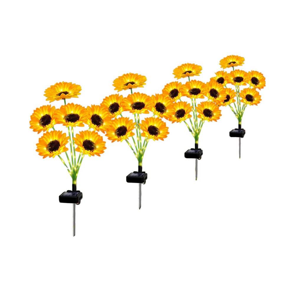 4 Pack Solar Lights Outdoor Garden Decor with 24 Sunflower Lights, Garden Stakes Light for Landscape Yard Patio Lawn price history on PriceWatchPro