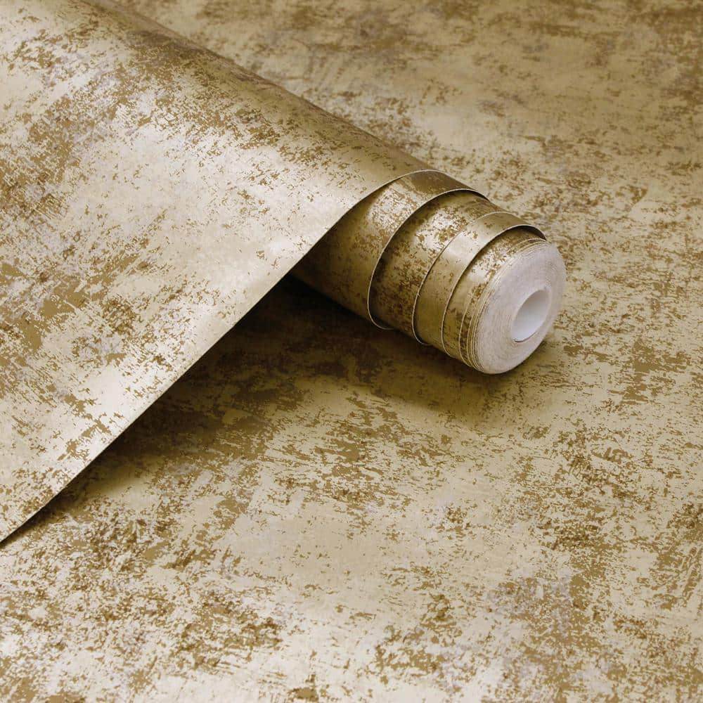 Gold Distressed Leaf Peel and Stick Wallpaper Roll